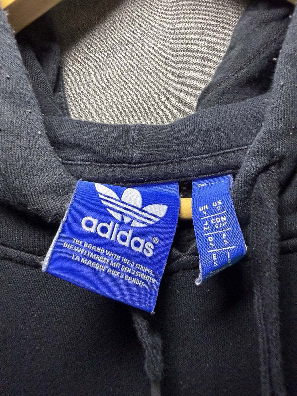 Adidas Men's S Black Trefoil Logo Pullover Hoodie Sweatshirt
