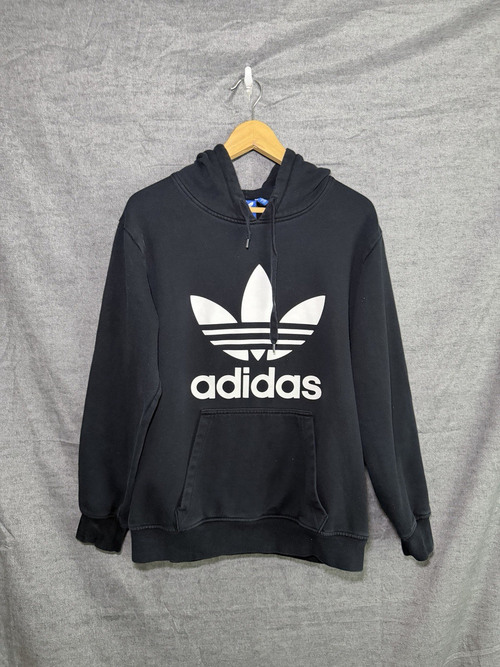 Adidas Men's S Black Trefoil Logo Pullover Hoodie Sweatshirt