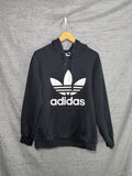 Adidas Men's S Black Trefoil Logo Pullover Hoodie Sweatshirt