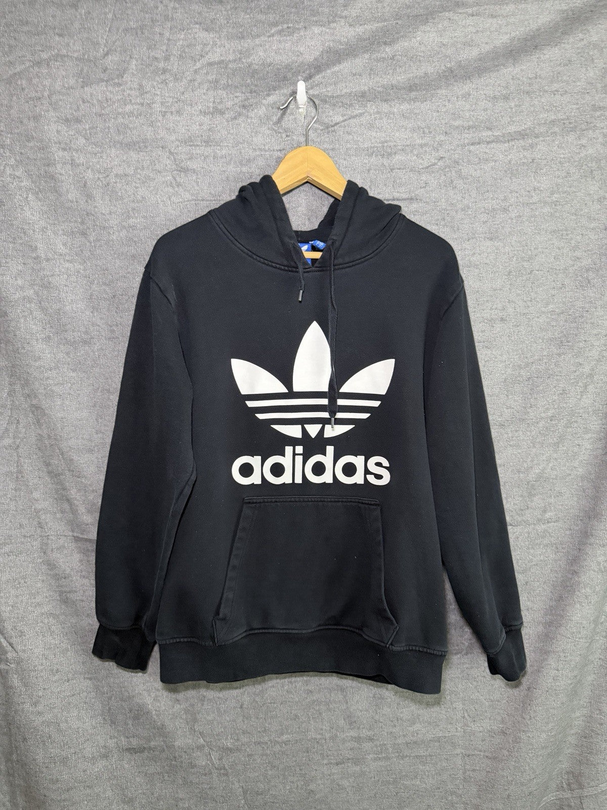 Adidas Men's S Black Trefoil Logo Pullover Hoodie Sweatshirt