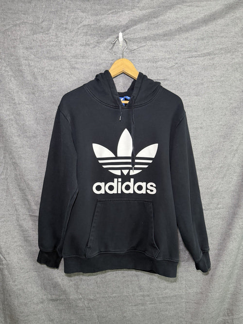 Adidas Men's S Black Trefoil Logo Pullover Hoodie Sweatshirt