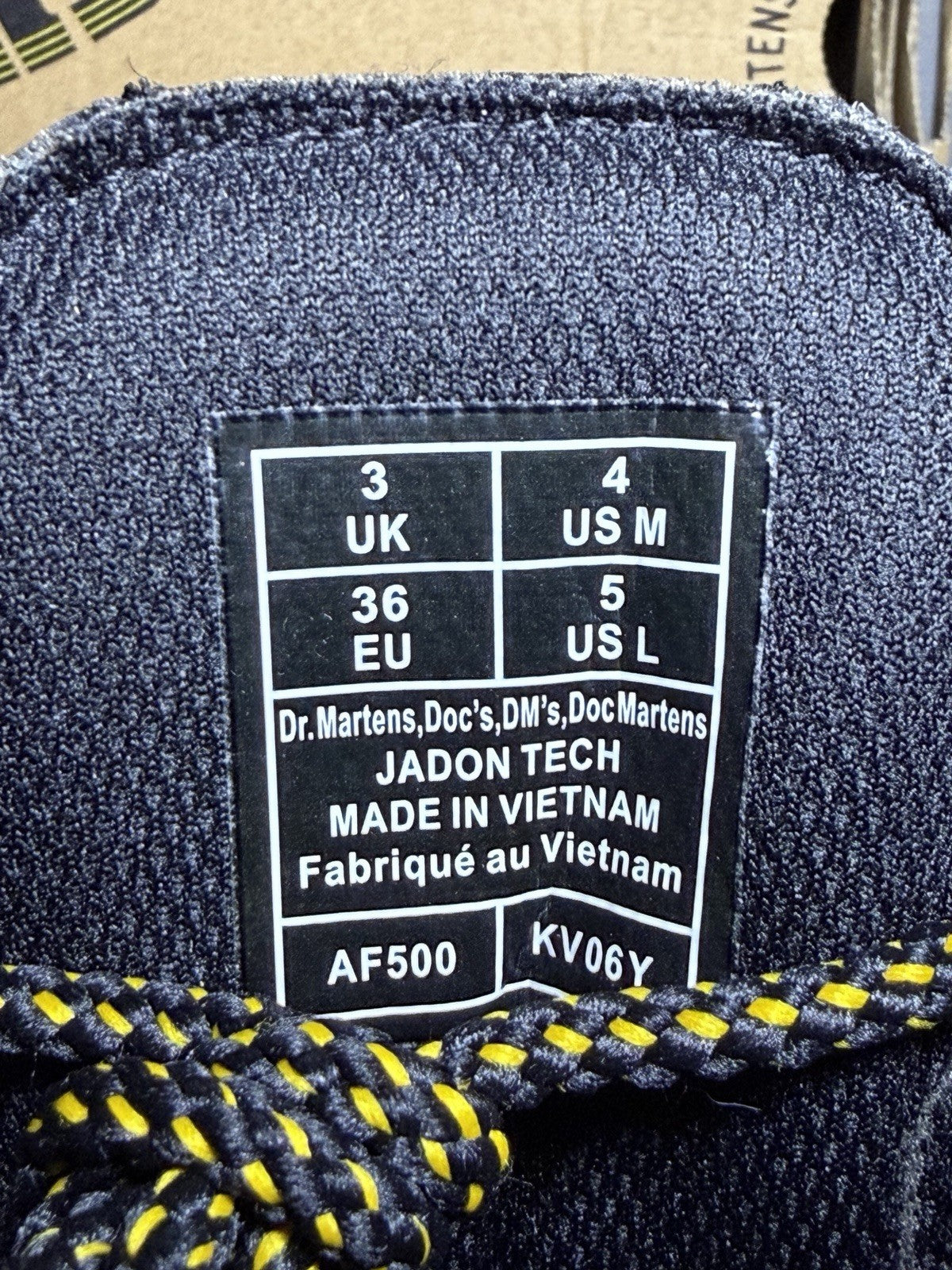 Dr Martens Jadon Tech Platform Boots Black Yellow Rubberised Womens EU 36 US 5