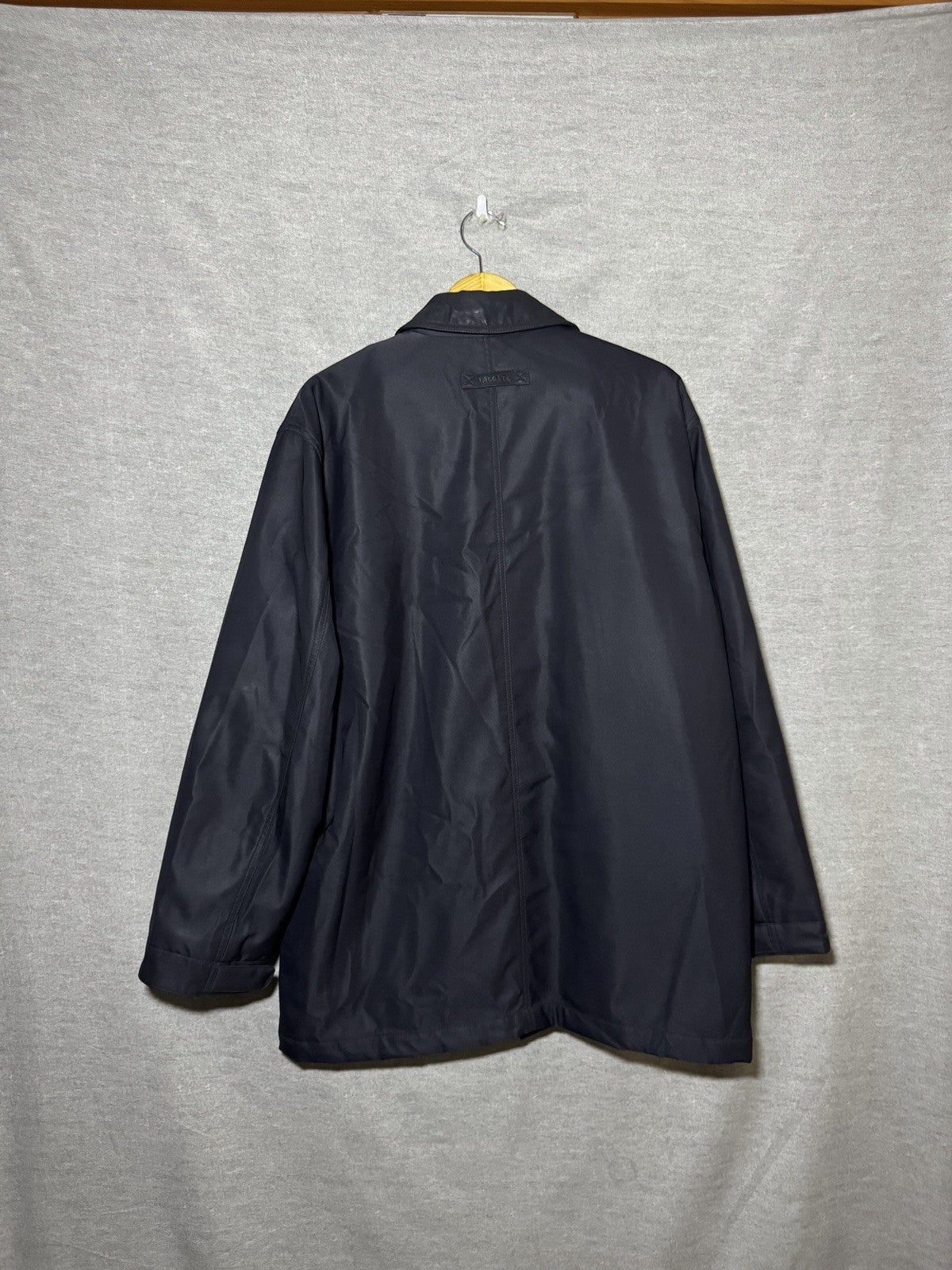 Lacoste Men's Vintage 54/5 Black Padded Car Coat Jacket Metal Croc Logo