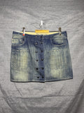 Mavi Jeans & Co Lilian Denim Skirt Size L Blue Button Front Faded 100% Cotton