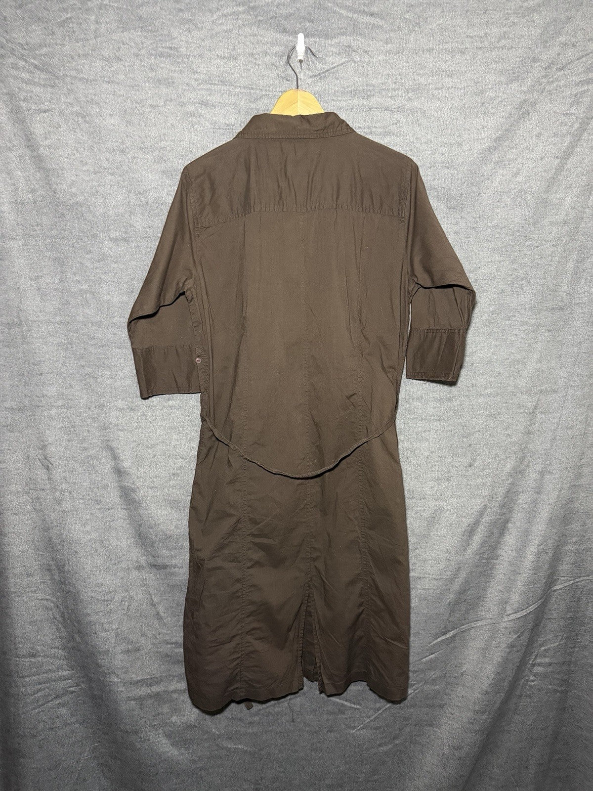 Brams Paris Womens Brown Cotton Utility Button Up Shirt Dress XL