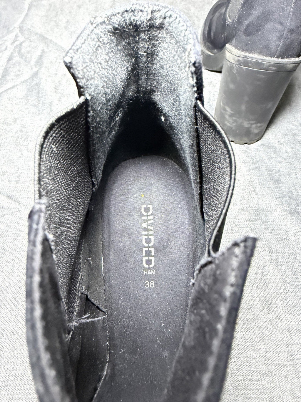 H&M DIVIDED Black Platform Chelsea Boots Block Heel EUR 38 / US 7 / UK 5