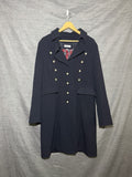 ANNA Women's Military Style Long Coat Dark Navy Crest Buttons Size 44