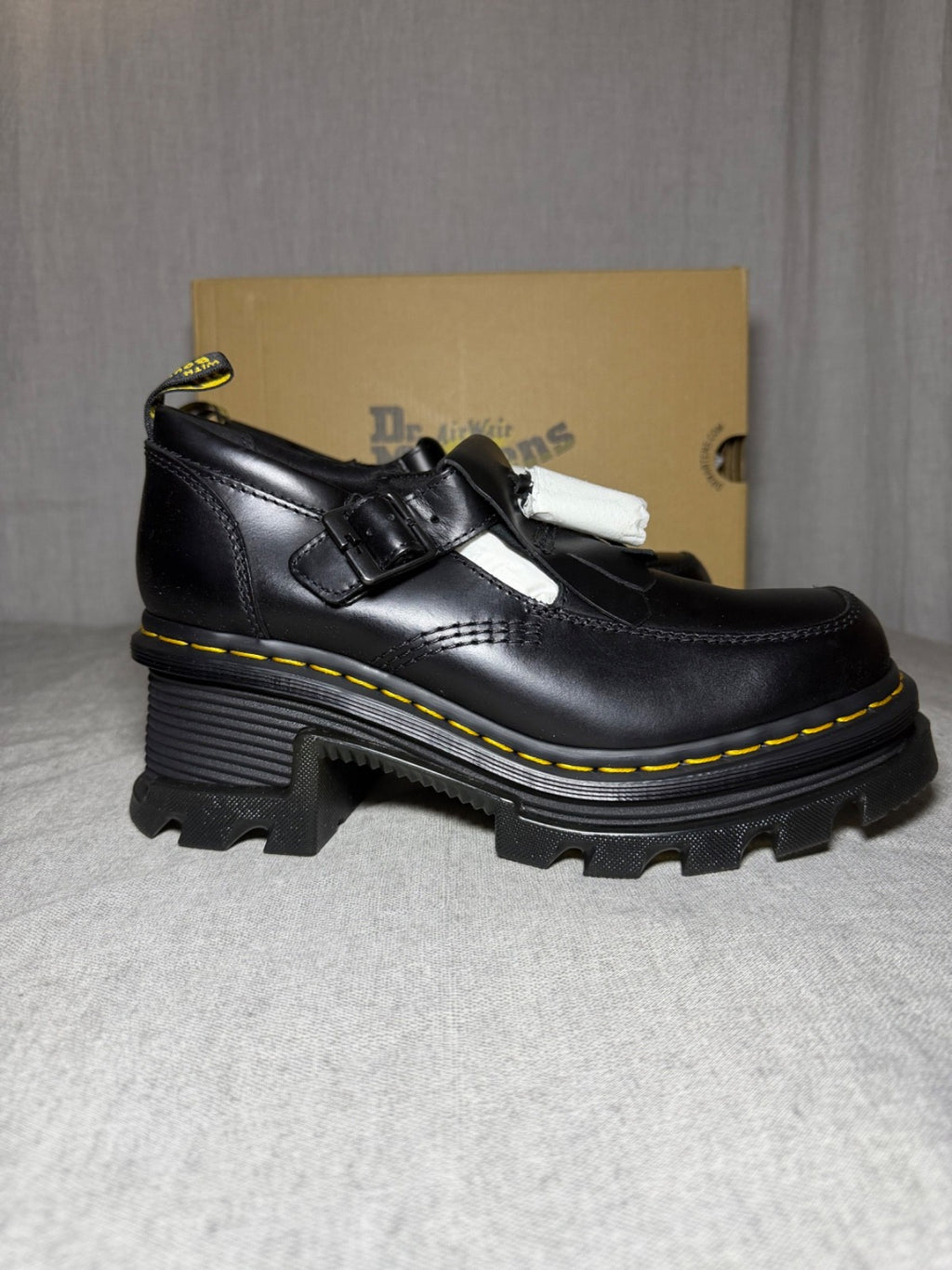 Dr Martens Corran Mary Jane Shoes Black Atlas Leather Chunky Platform EU 41 US 9