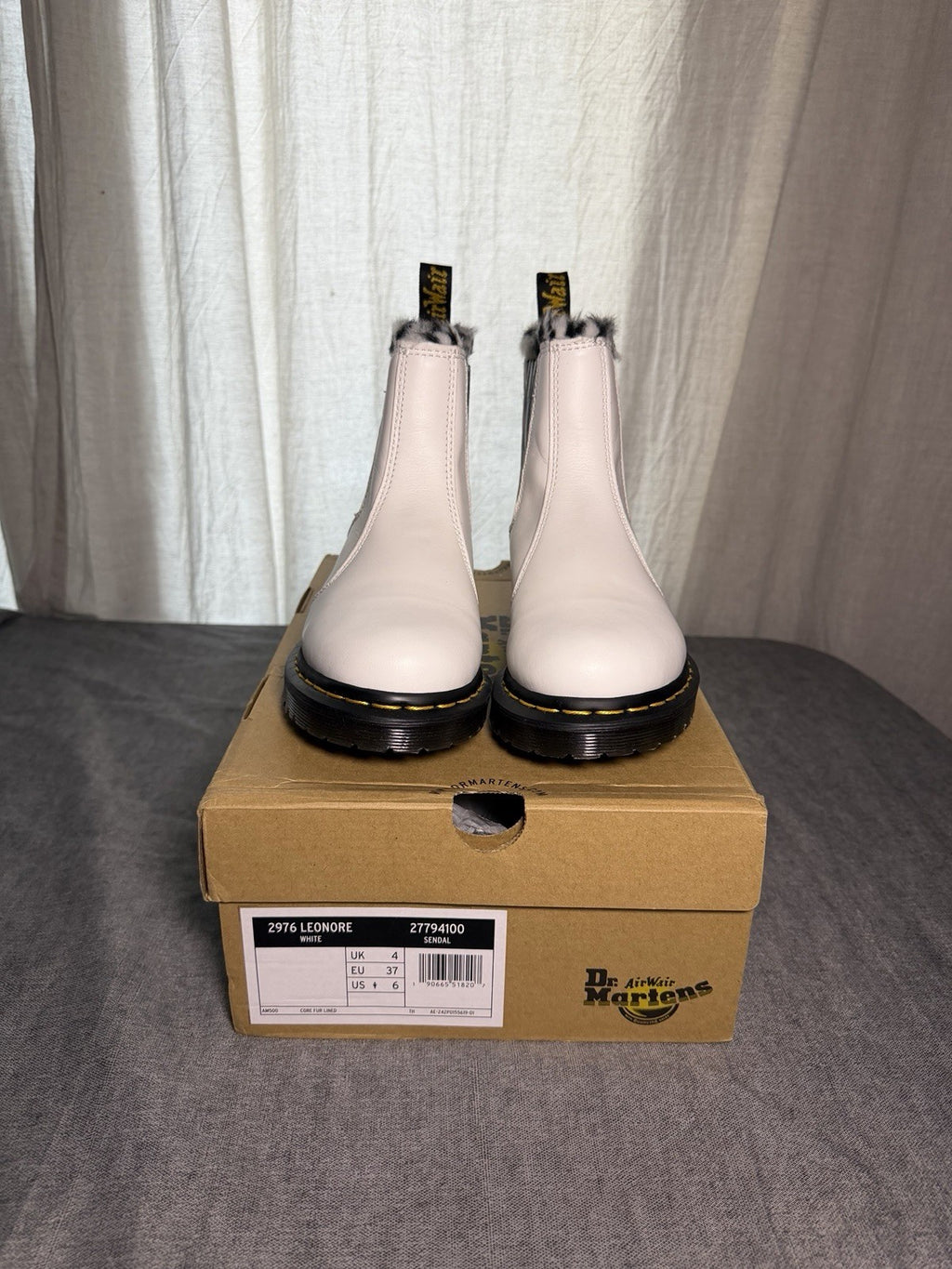 Dr. Martens 2976 Leonore Women's Faux Fur Lined Chelsea Boots White Zebra UK 4