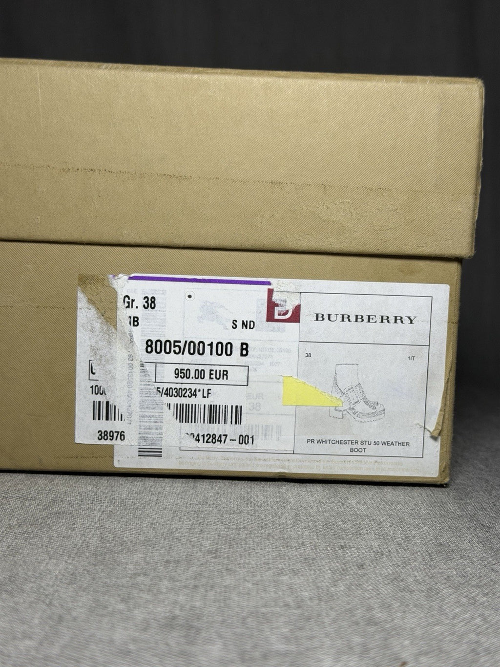 Burberry PR Whitchester Weather Boot Schwarz Gold Nieten Reißverschluss EU 38