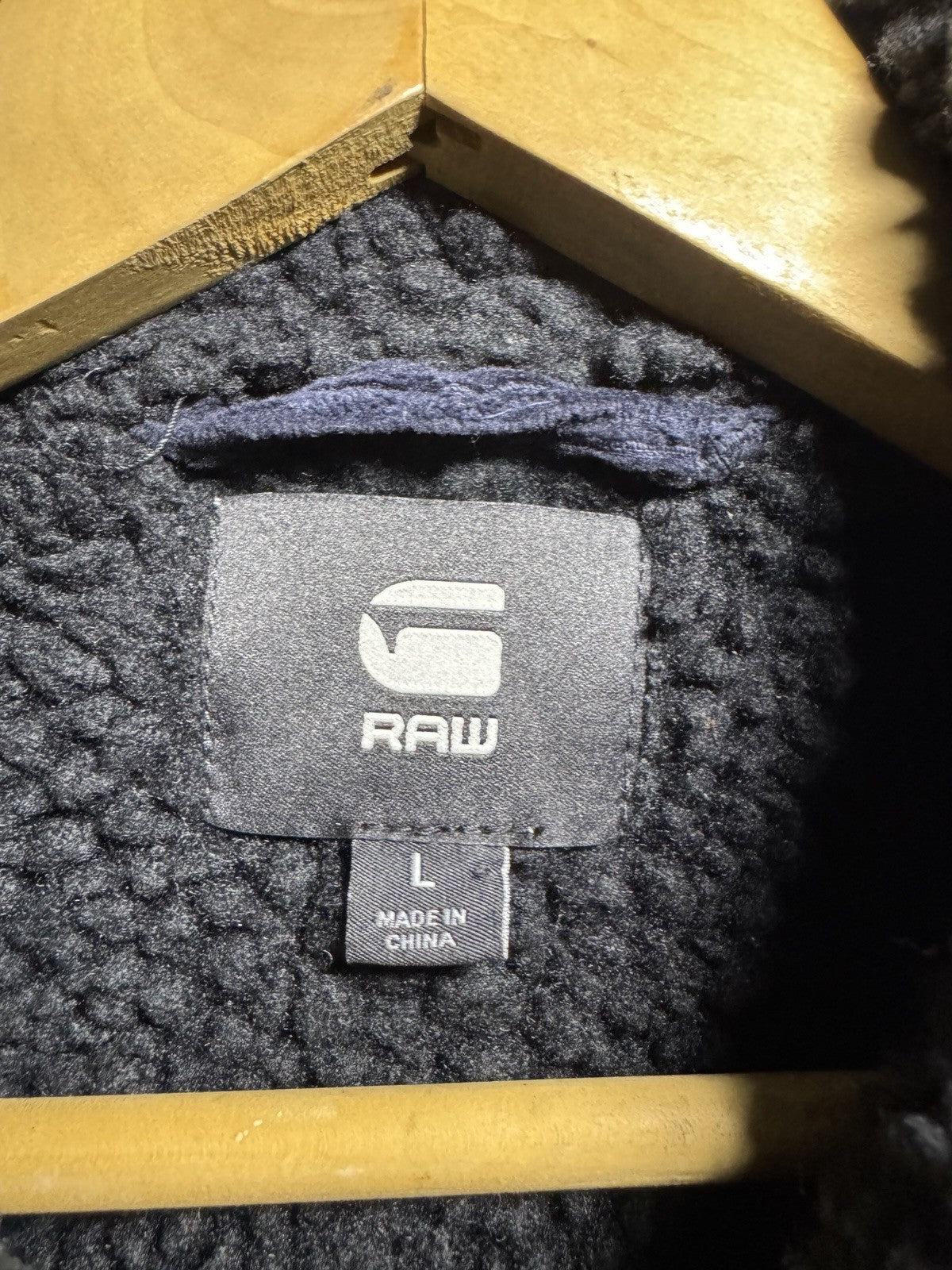 G-Star RAW Deline Cord Mac Jacket Women's Navy Corduroy Sherpa Collar Size L