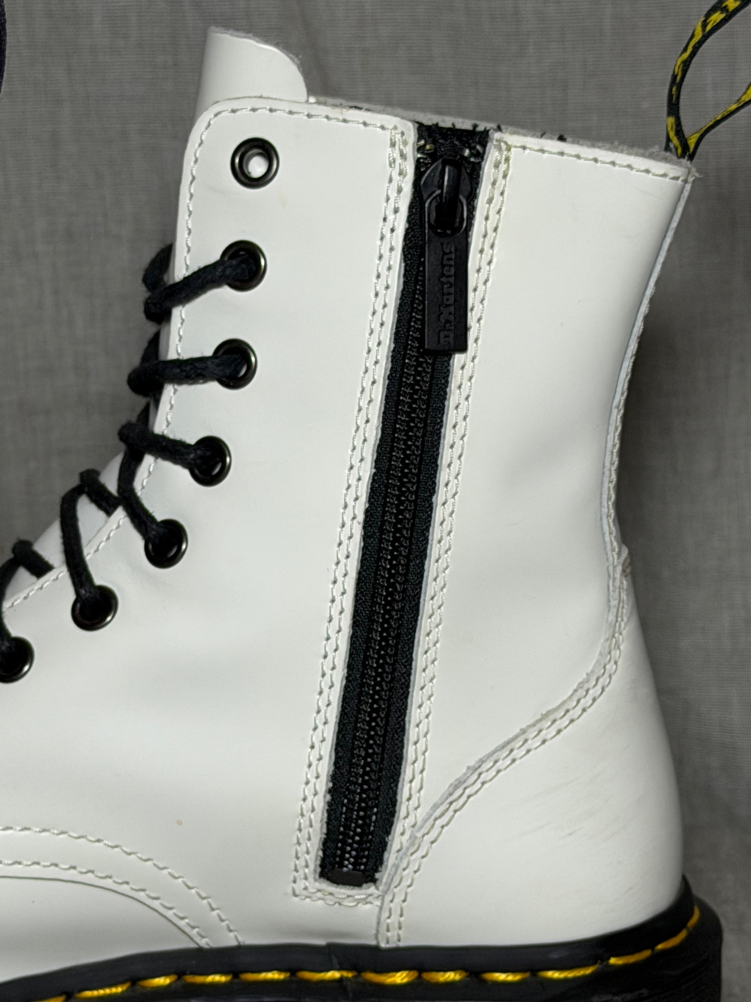 Dr. Martens White Jadon Polished Smooth Leather Platform Boots EU 38 - Very Good