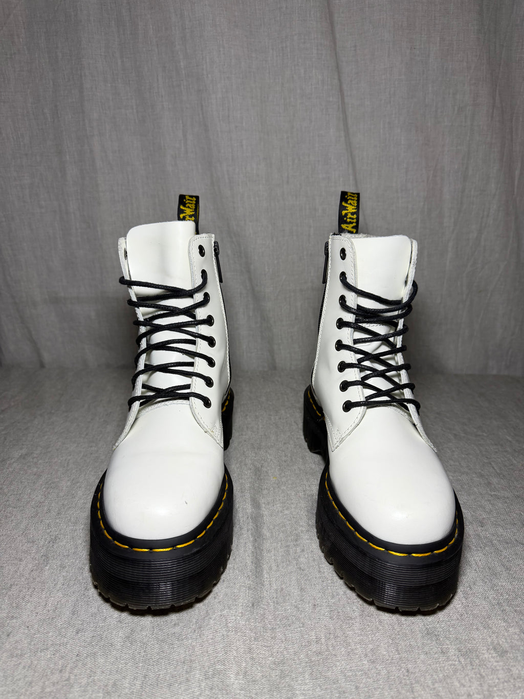 Dr. Martens White Jadon Polished Smooth Leather Platform Boots EU 38 - Very Good