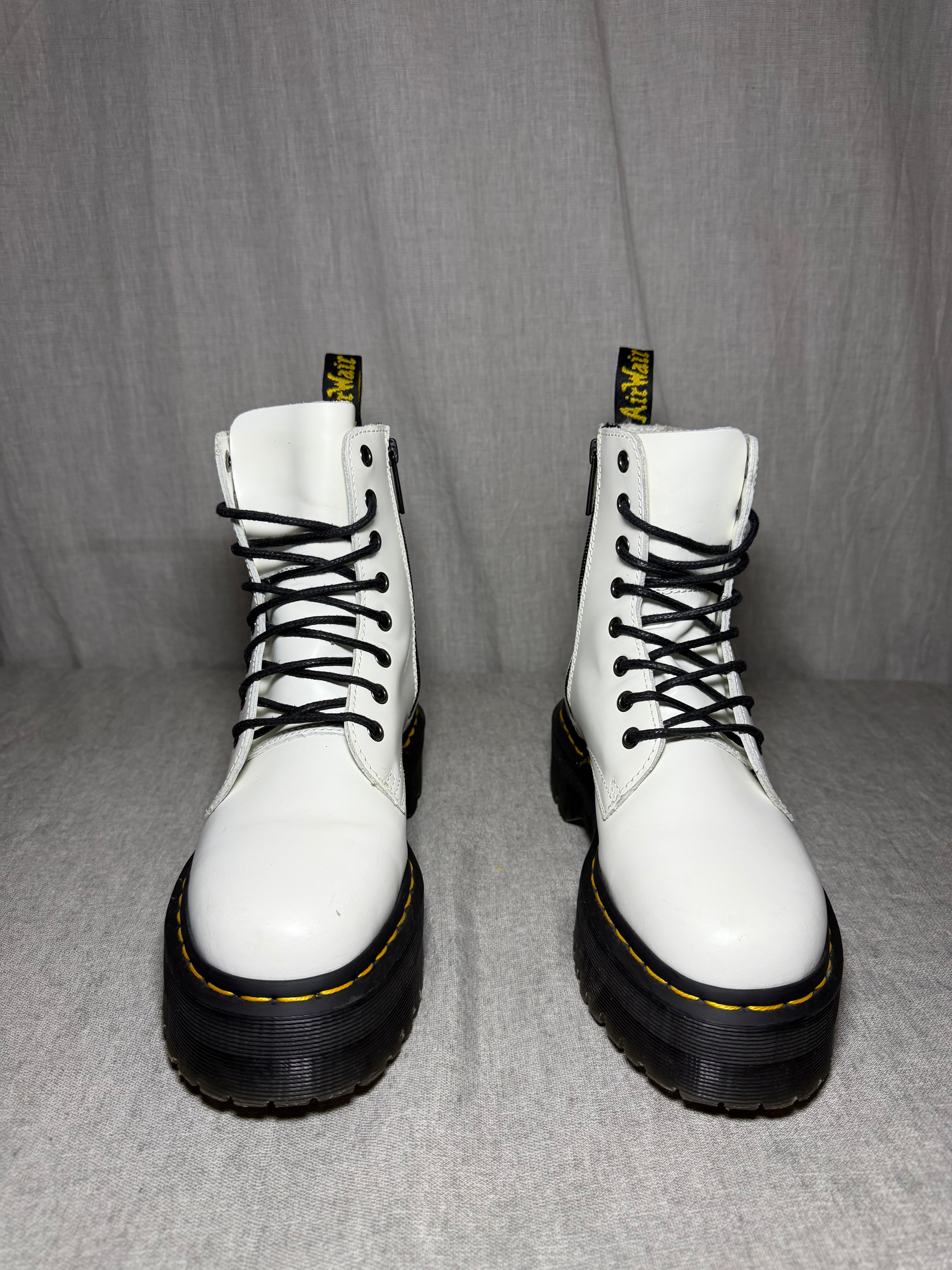 Dr. Martens White Jadon Polished Smooth Leather Platform Boots EU 38 - Very Good