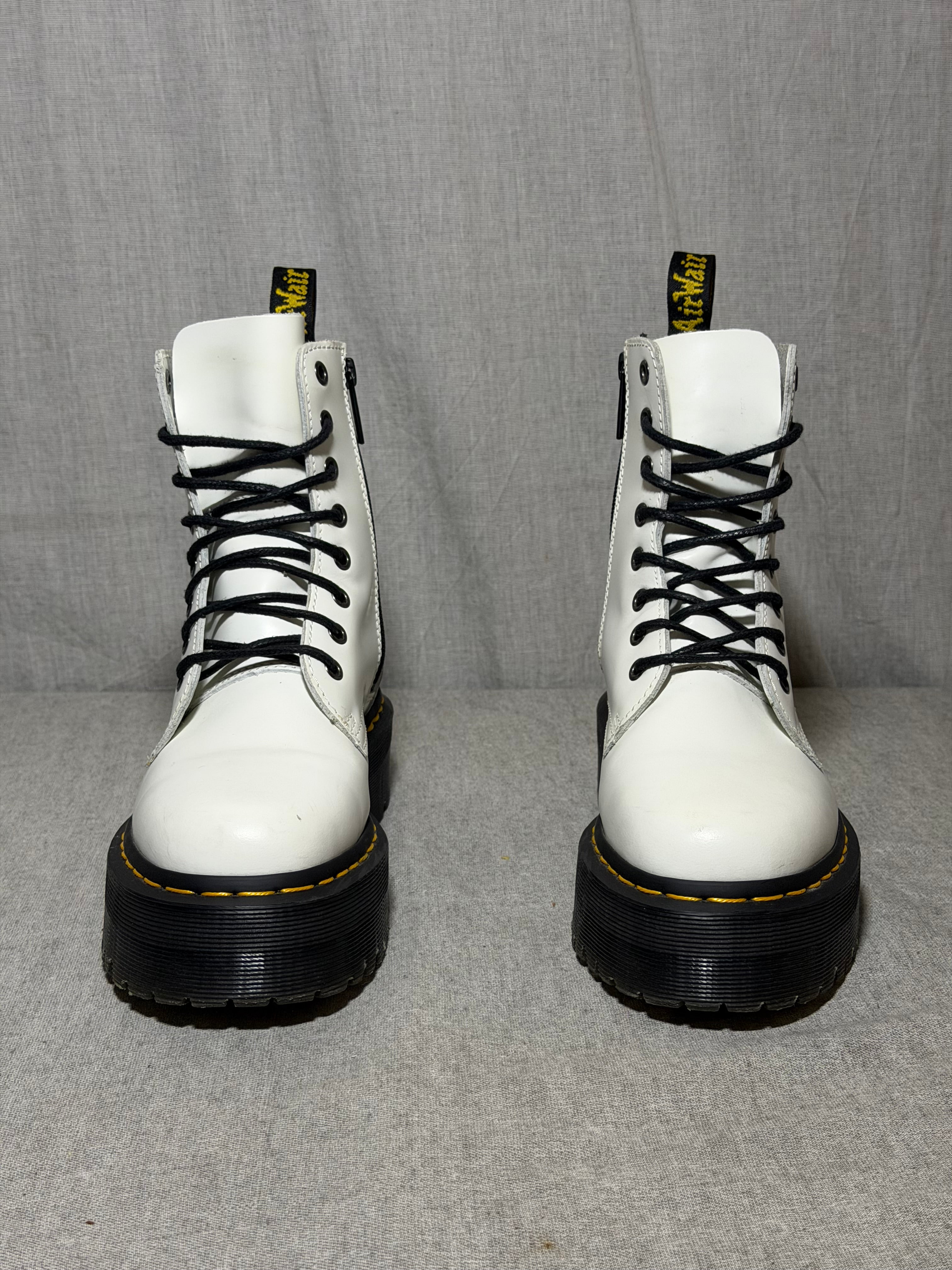 Dr. Martens White Jadon Polished Smooth Leather Platform Boots EU 38 - Very Good