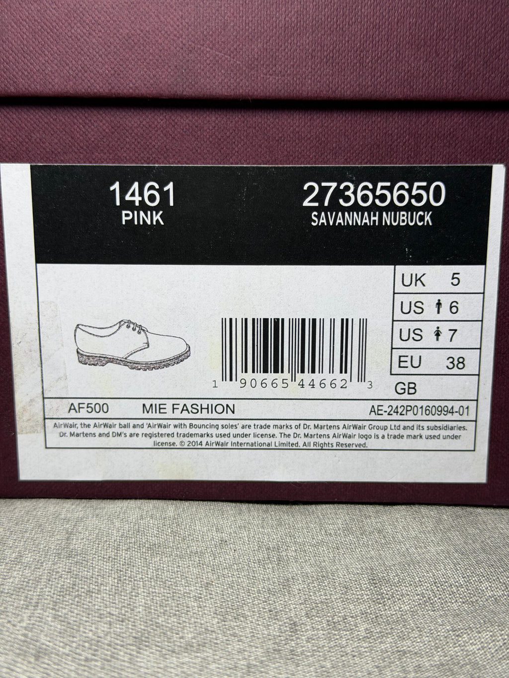 Dr. Martens x C.F. Stead 1461 Pink Savannah Nubuck Made in England EU 38 - New in Box