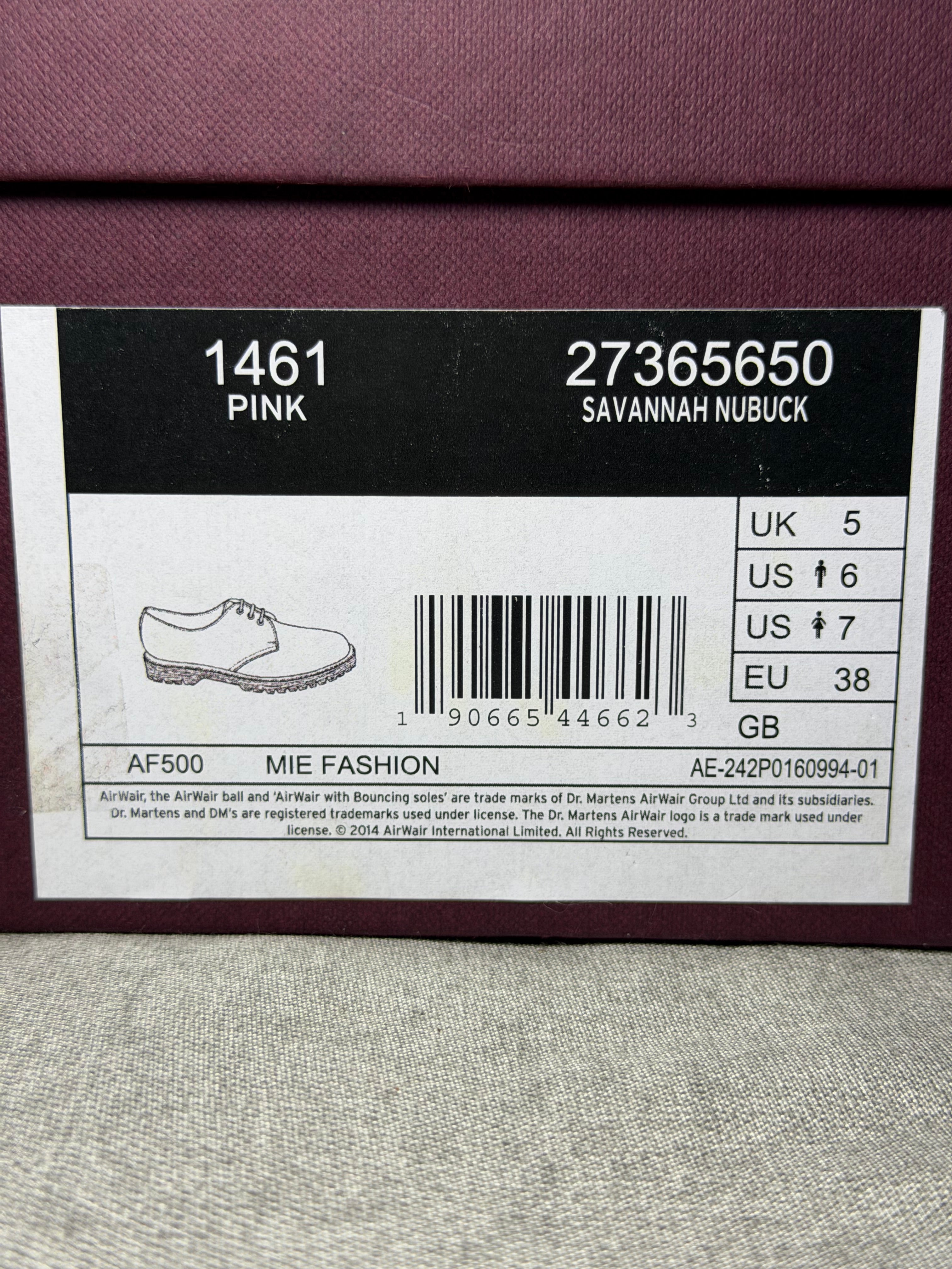 Dr. Martens x C.F. Stead 1461 Pink Savannah Nubuck Made in England EU 38 - New in Box