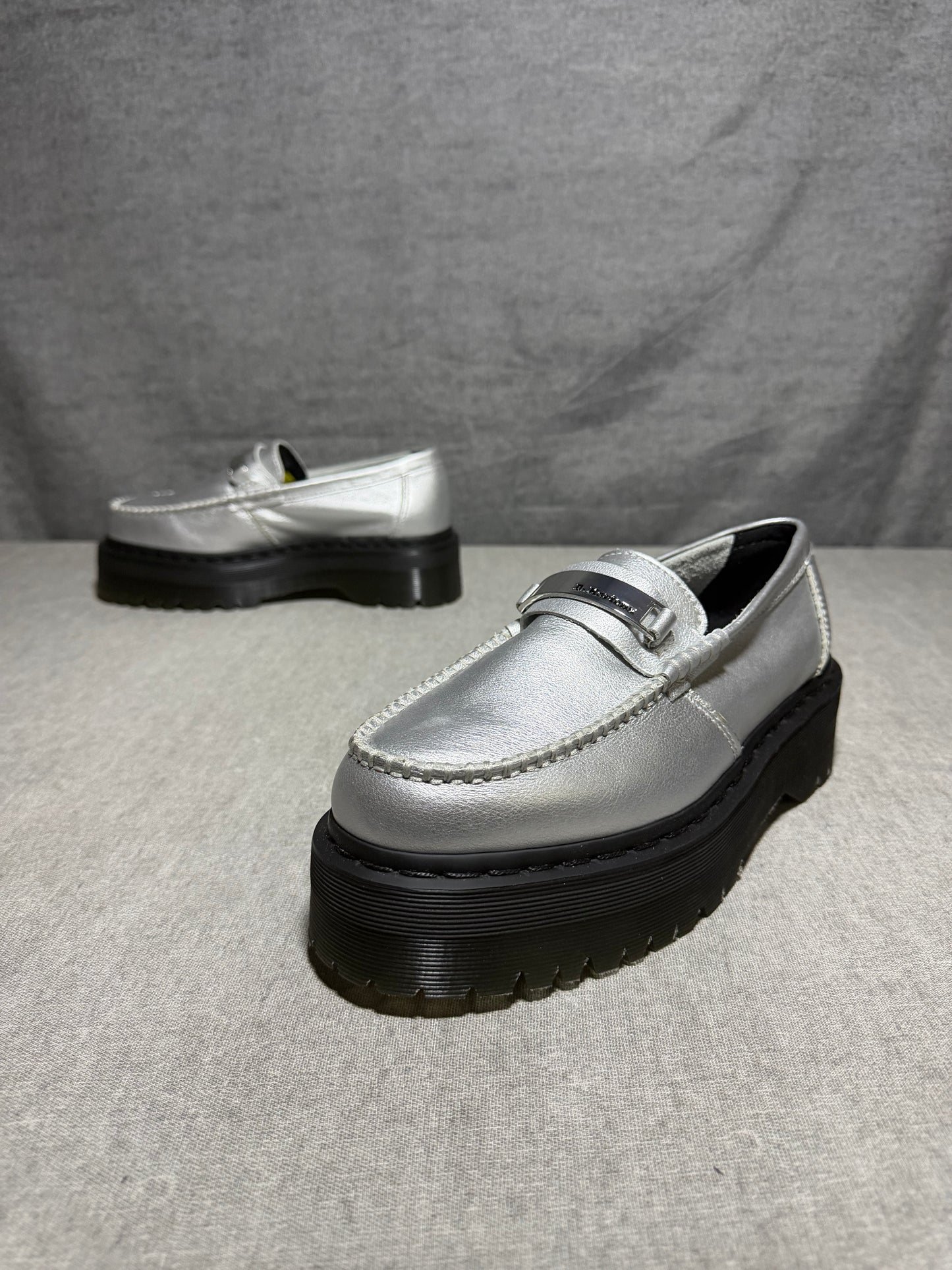 Dr. Martens Penton II Quad Platform Loafer - Silver Metallic Size 40