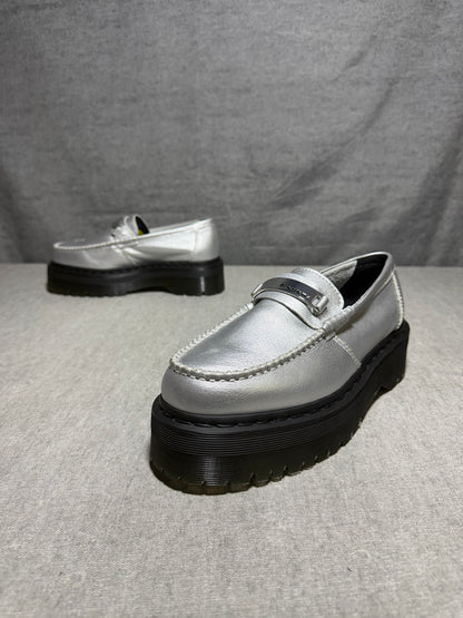 Dr. Martens Penton II Quad Platform Loafer - Silver Metallic Size 40