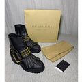 Burberry PR Whitchester Weather Boot Schwarz Gold Nieten Reißverschluss EU 38